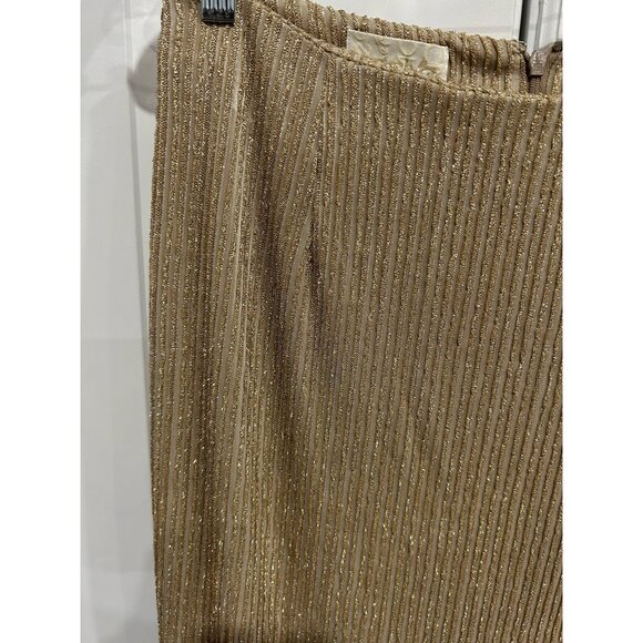 Cache Pencil Maxi Skirt Metallic Ribbed Size 6 Flat Front Elegant Evening Wear - Picture 4 of 9